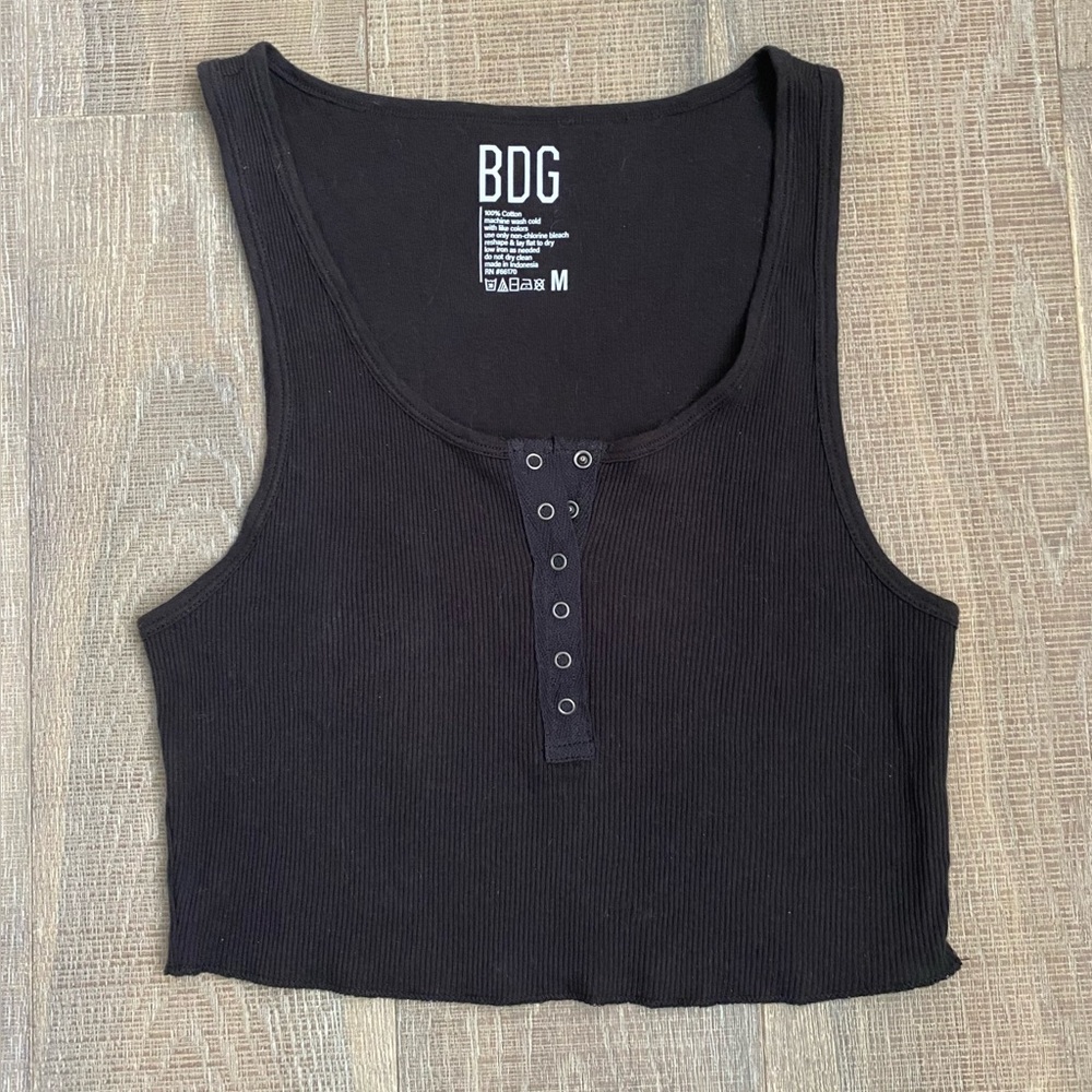 BDG Black Fitted Crop Tank Top